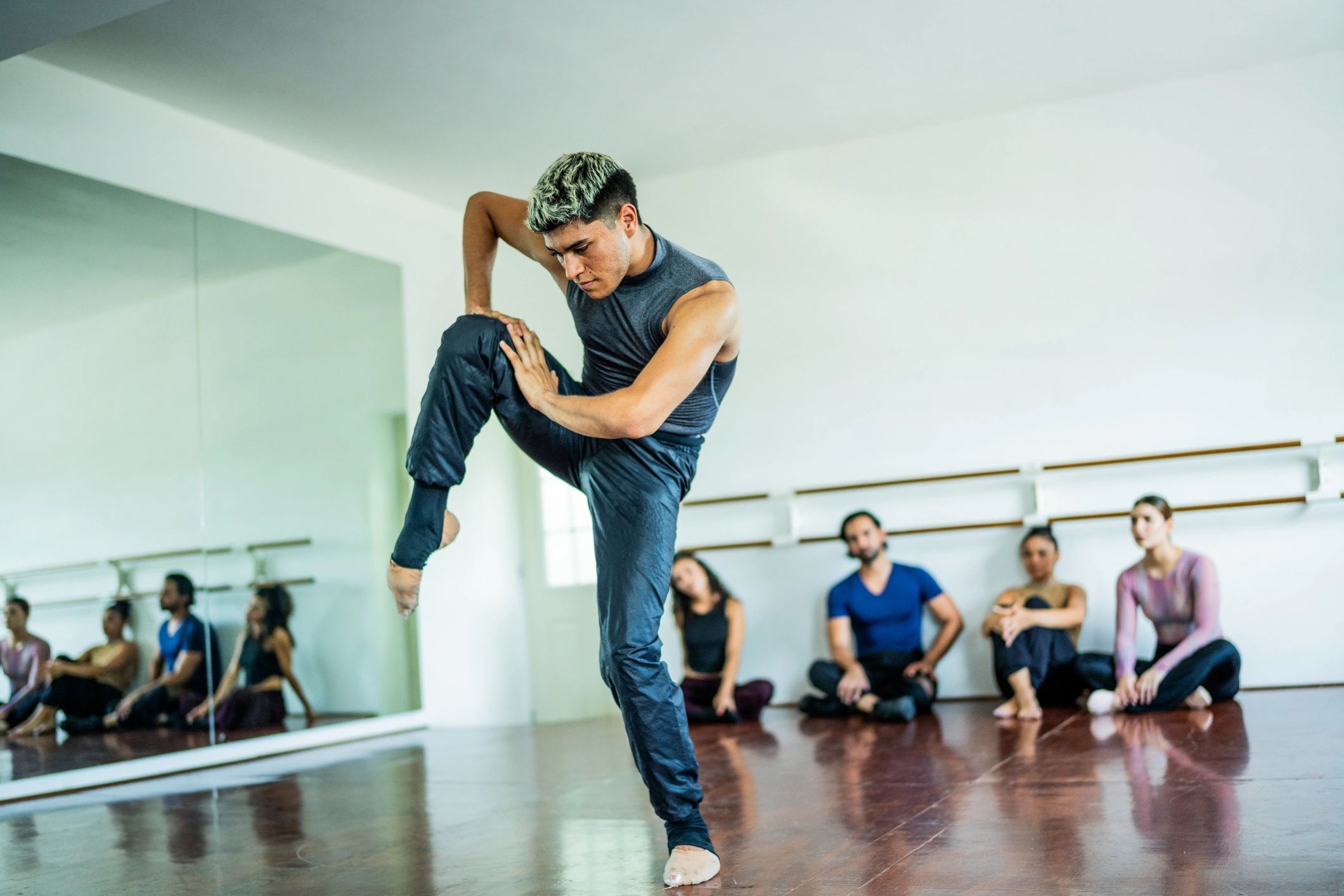 Man dancing in a dance studio