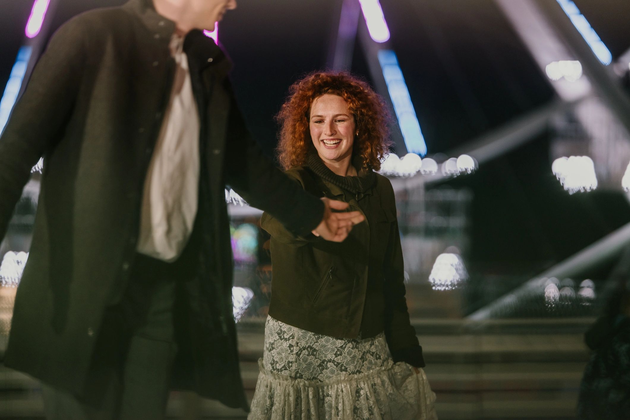 Smiling couple sharing a joyful dance moment